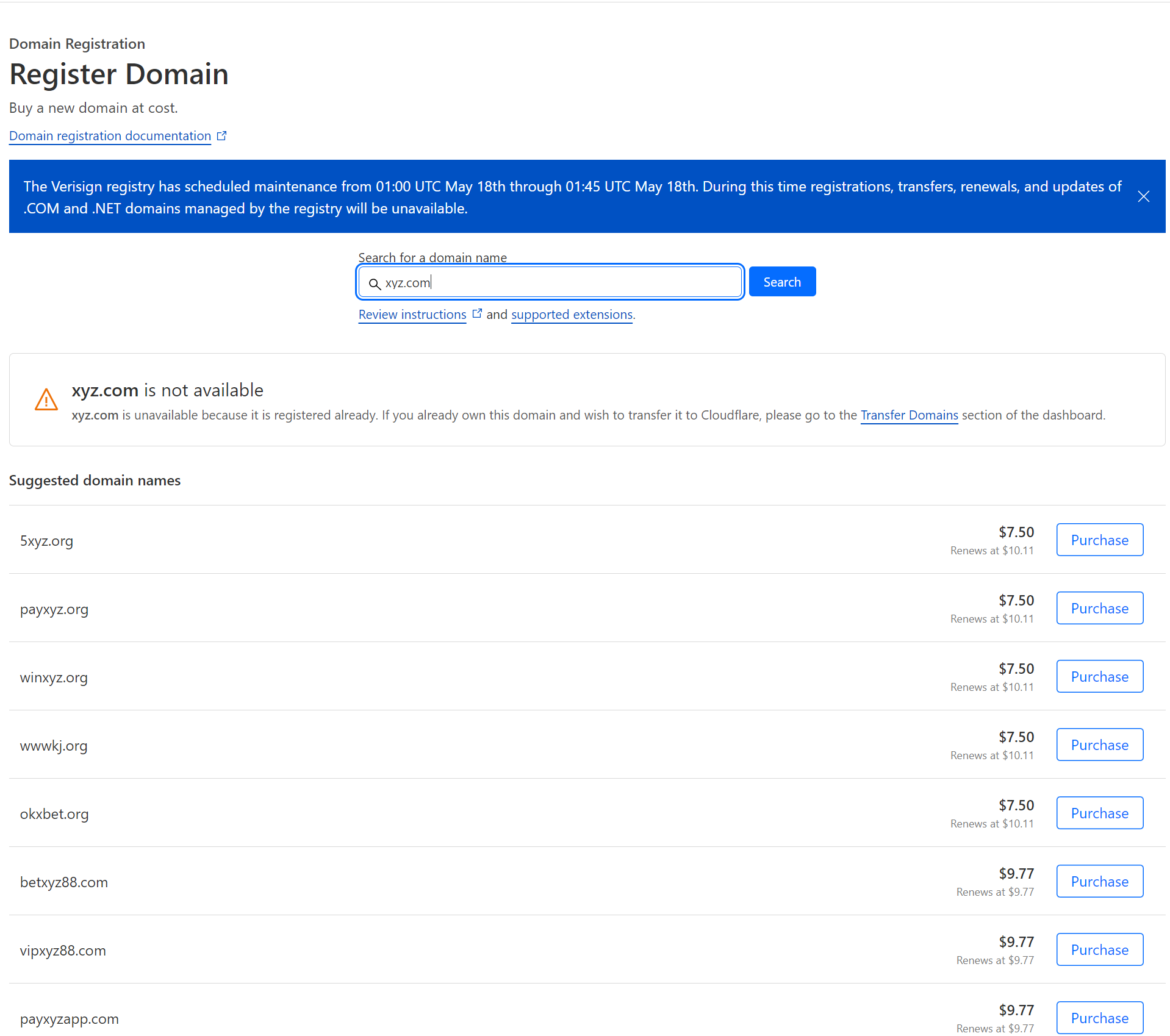 register domain cloudflare